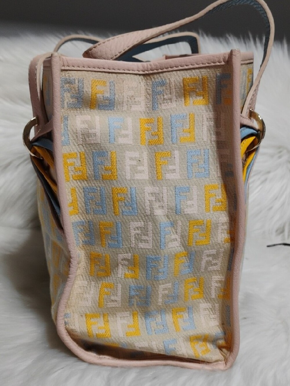 SALE! Fendi Zucchino Multicolor FF Canvas/Pink Charm Tote W/DB - Picture 12 of 14